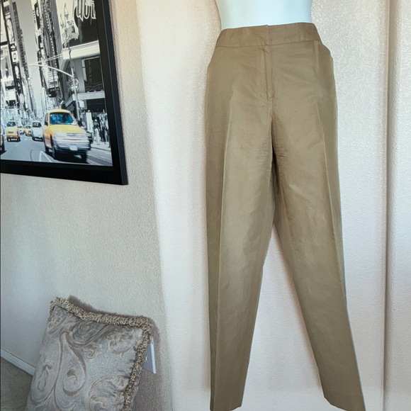 TALBOTS slacks, gold, silk blend, side zip, ankle slit, front pockets. 8 EUC - Picture 3 of 17